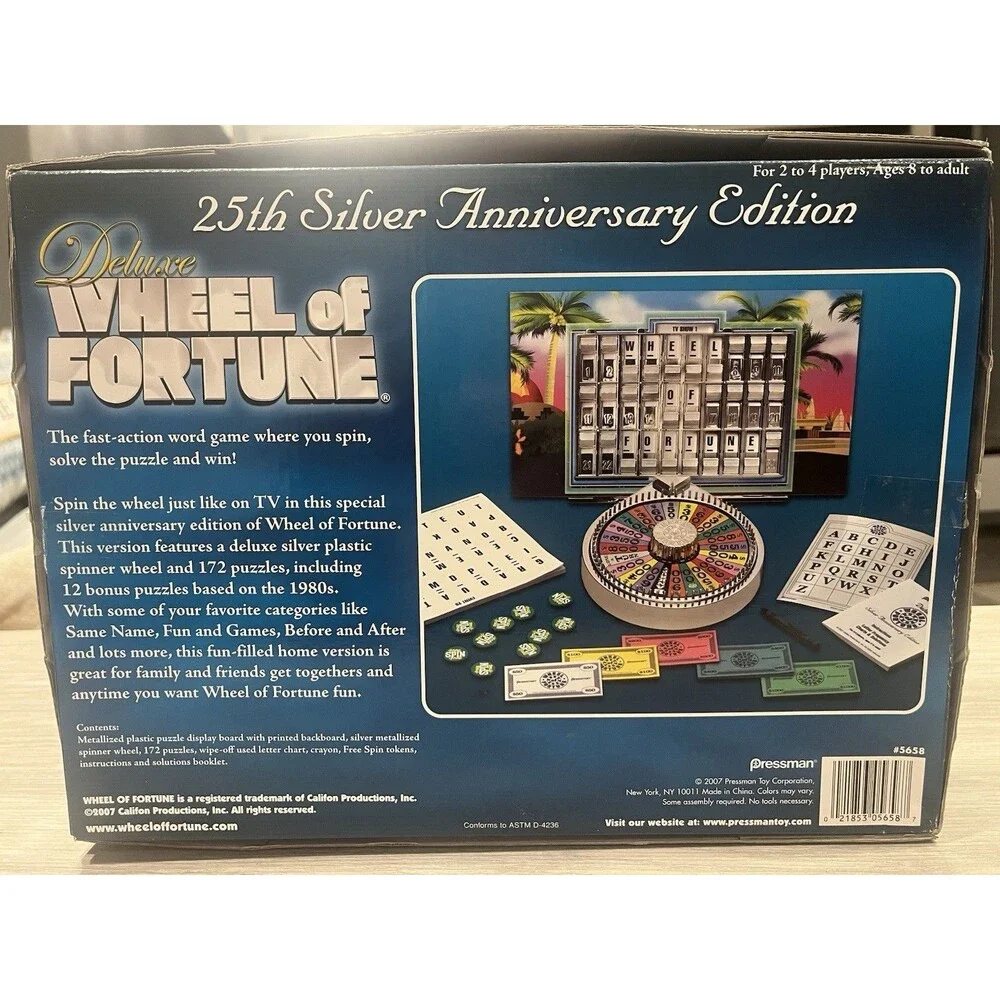 DELUXE WHEEL OF FORTUNE 25th Silver Anniversary Edition, Pressman  Bonus Puzzles